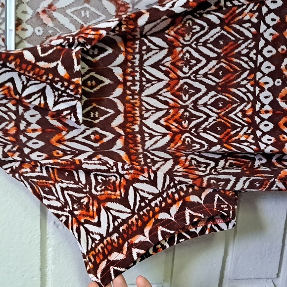 Mlle Gabrielle Brown/Orange/Red V-Neck Maxi Dress. Size 2X - Picture 4 of 8